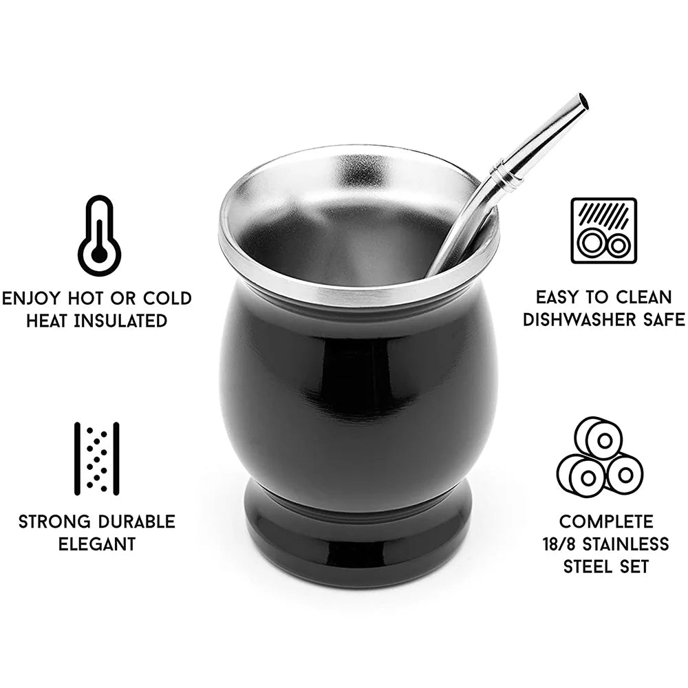 Calebasse en acier inoxydable avec bombilla - Yerba Mate