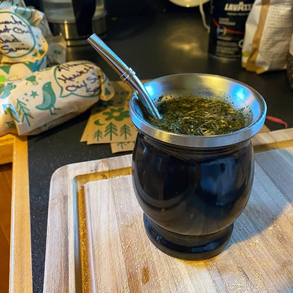 Calebasse en acier inoxydable avec bombilla pour Yerba Mate - Tasse avec paille filtrante