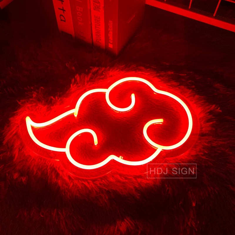 Néon nuage rouge "manga Naruto" - Décoration murale - Setup gaming/manga - USB