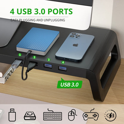 Support de bureau, en aluminium, pour écran - Hub USB 3.0