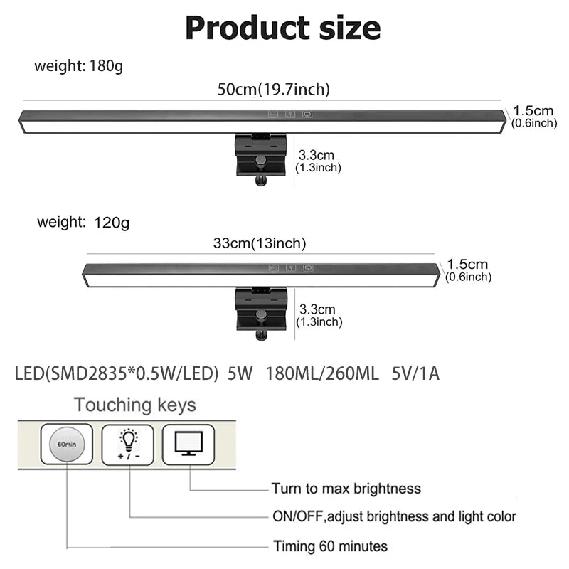 Lampes LED pour écran d'ordinateur 33/50 cm