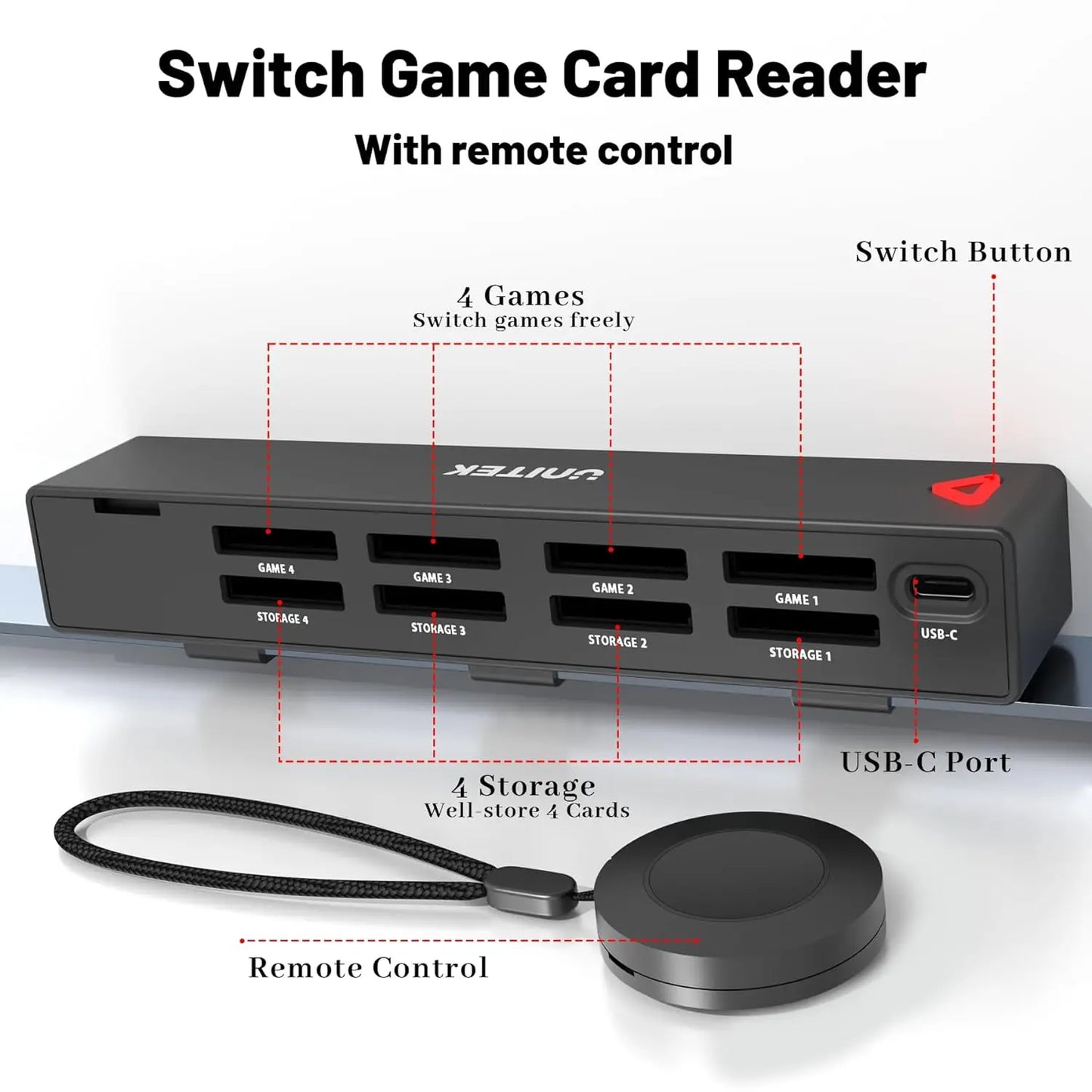 Commutateur de carte de jeu pour Nintendo Switch - Multi lecteur de cartes de jeu